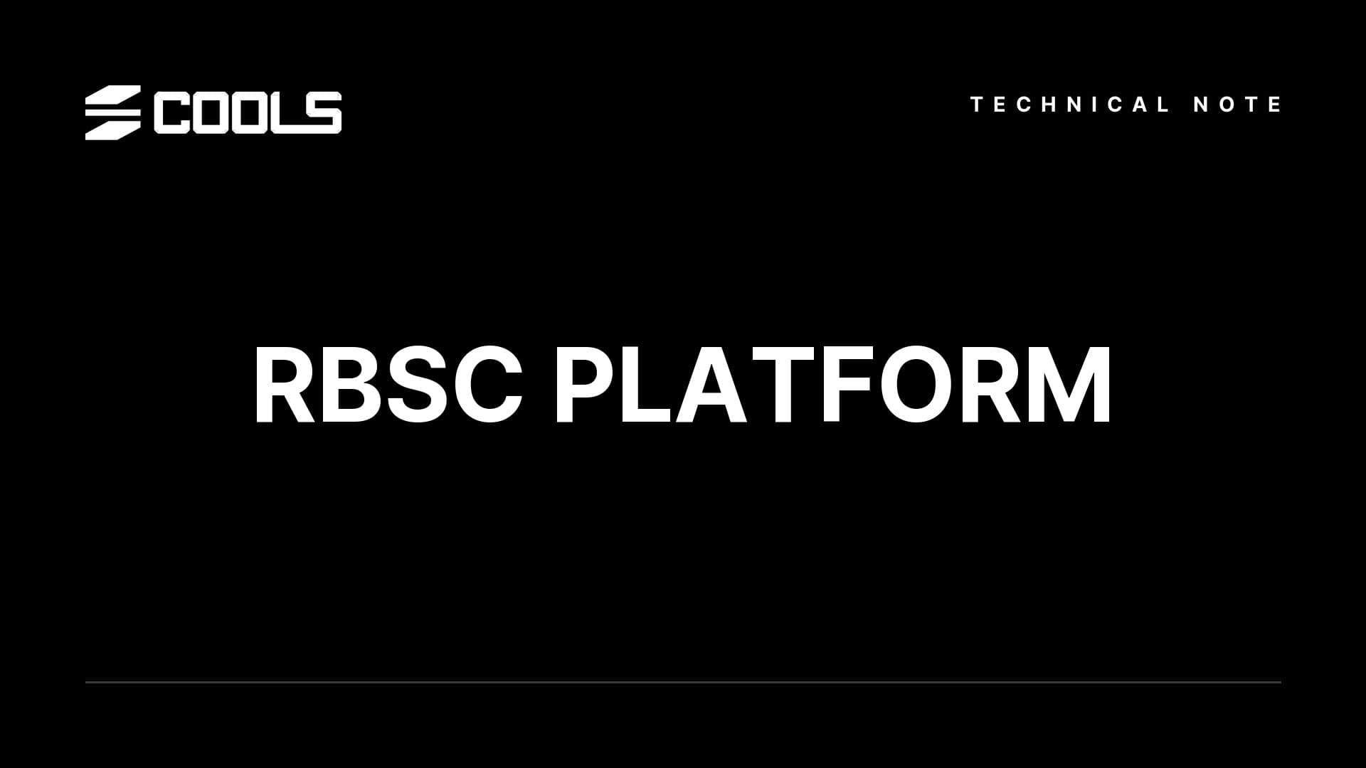 검은 배경에 쿨스 로고와 TECHNICAL NOTE 라벨, 흰색 대형 글자로 RBSC PLATFORM이 적힌 테크니컬 노트 썸네일.