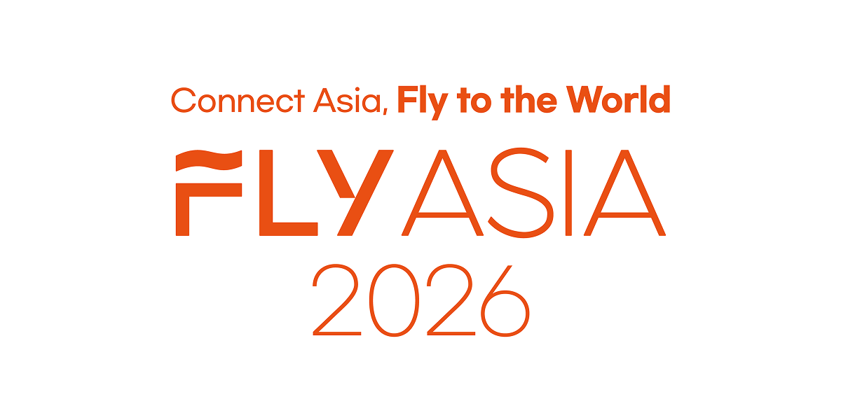 FLY ASIA 2026 행사 로고. 흰 배경에 FLY ASIA와 2026이 주황색과 검정으로 적혀 있다.